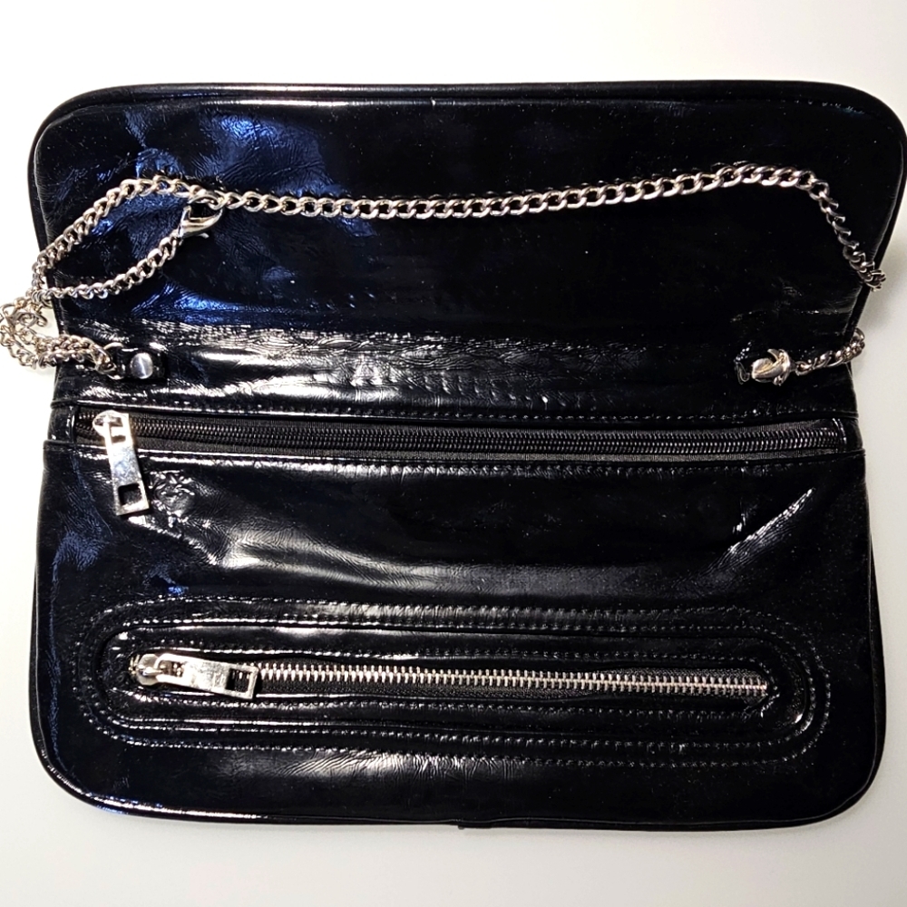 🇨🇦 Le Chateau Dark Blue Clutch Bag with Zippers - Picture 8 of 10